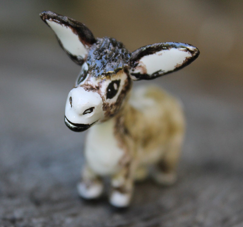 RESERVED Ceramic Donkey Figurine hand built Miniature Donkey