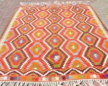 Grand Tapis Kilim Turc Vintage Laine - Années 40/50 - 157x102 Cm