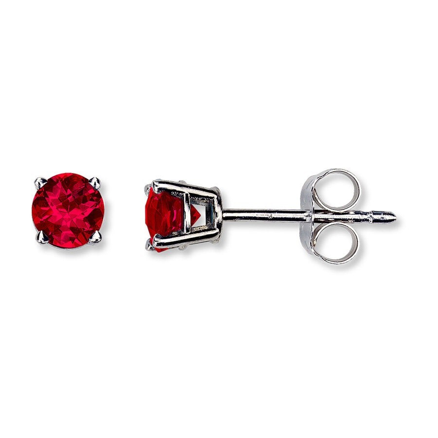 Rare red ruby earrings 14k handmade stud earrings