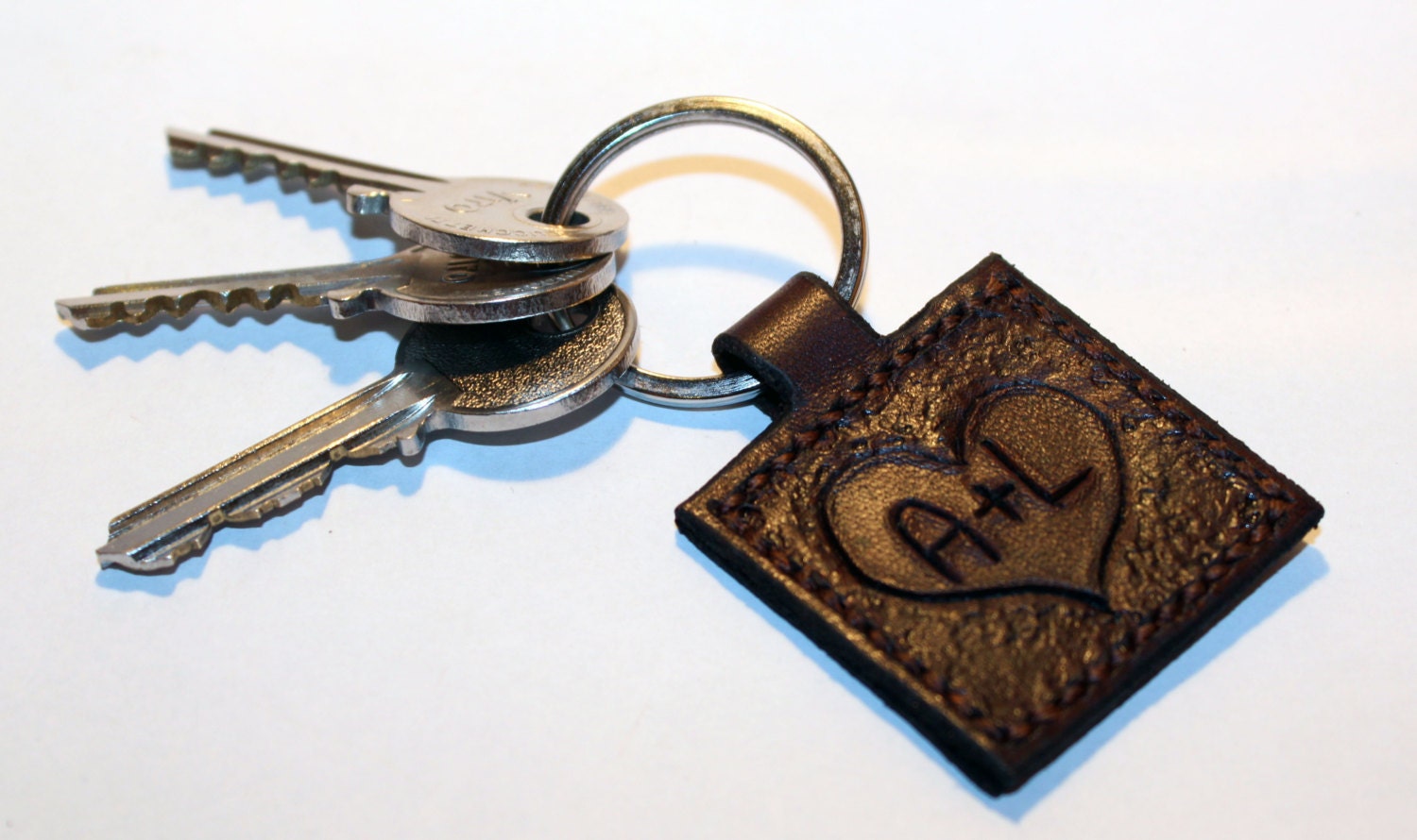 Personalized leather key chain anniversary gift custom