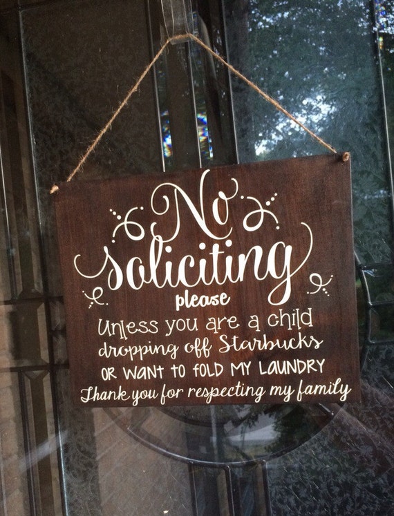 Items similar to No soliciting // wood sign // door hanger on Etsy