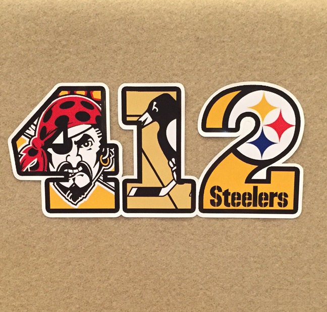 Pittsbrugh Pirates Penguins Steelers '412' Decal 5 by