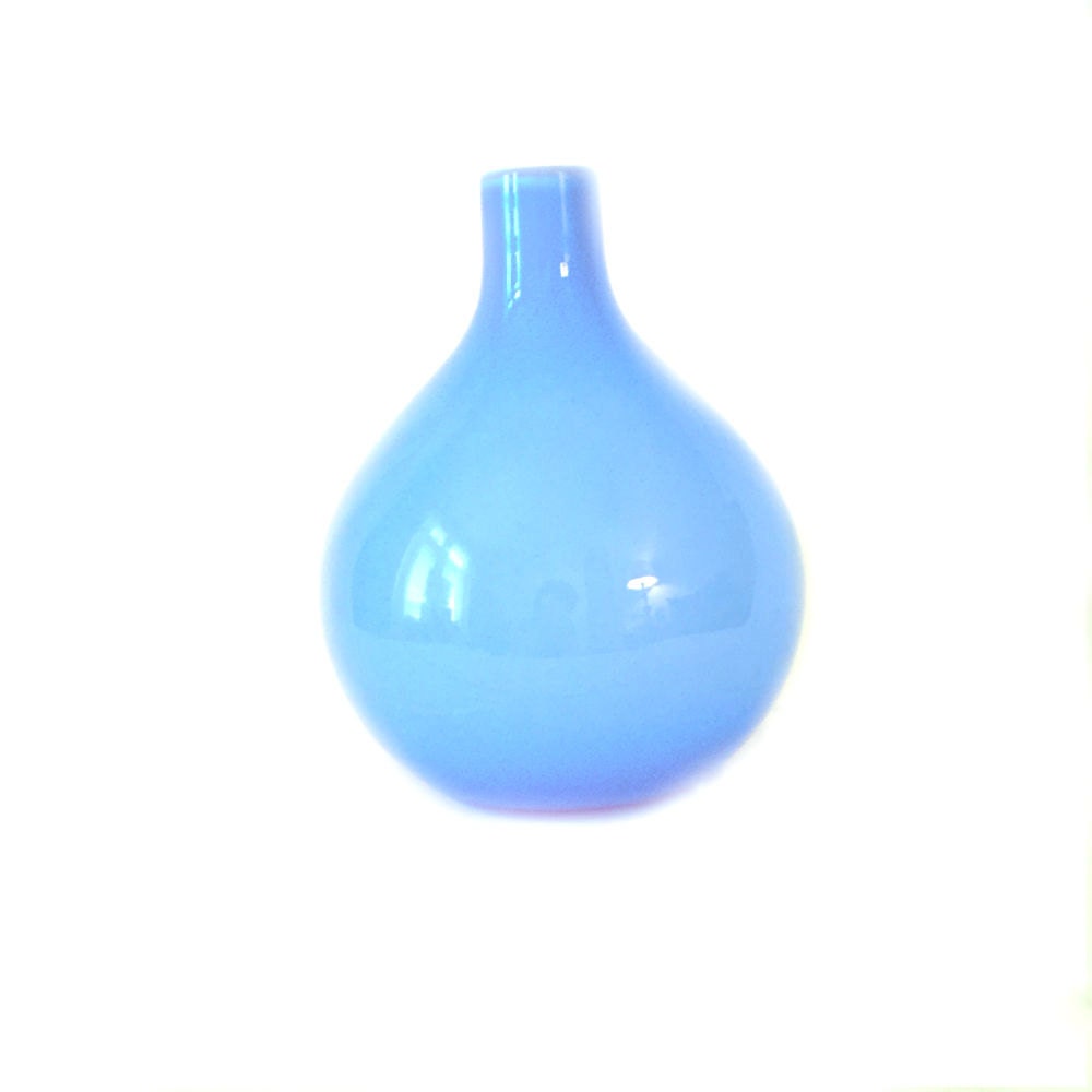 Pale Blue Cased Glass Vase Hand Blown Light Blue Bottle Vase