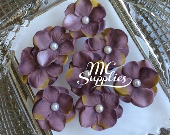 Lavender flower,flower appliques,headband flowers,embellish flowers,card making flowers,scrapbooking flowers,fabric flowers,8 pcs,174