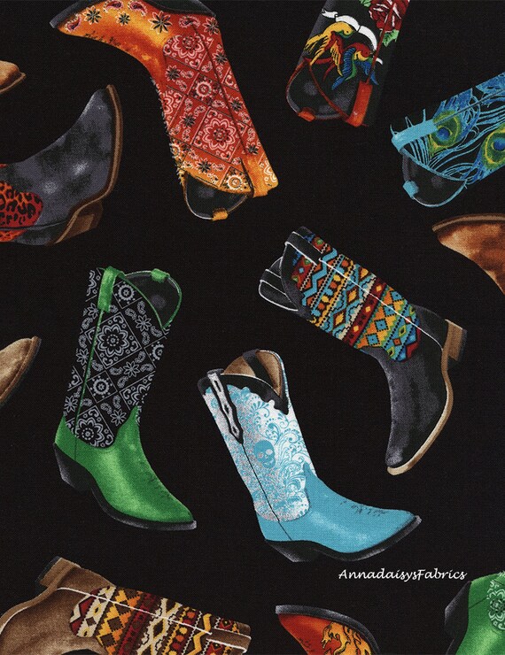 Cowboy Boots Fabric Timeless Treasures West C3980 Country