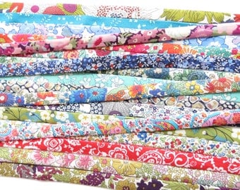 5 yards mystery grab bag of a selection of Liberty bias binding fabric cut offs, assortment of colours of varying lengths, fabric mix