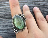 Labradorite statement ring