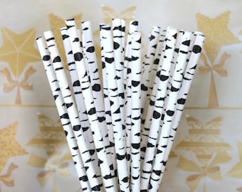 25 Birch or Zebra Paper Straws birthday party weddings baby shower P-71 "Same Day Shipping"