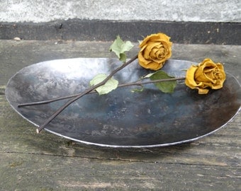 Oval wrought iron bowl - 6th iron anniversary - 11th steel anniversary - blacksmith made bowl - couples wedding gift - iron gifts for her