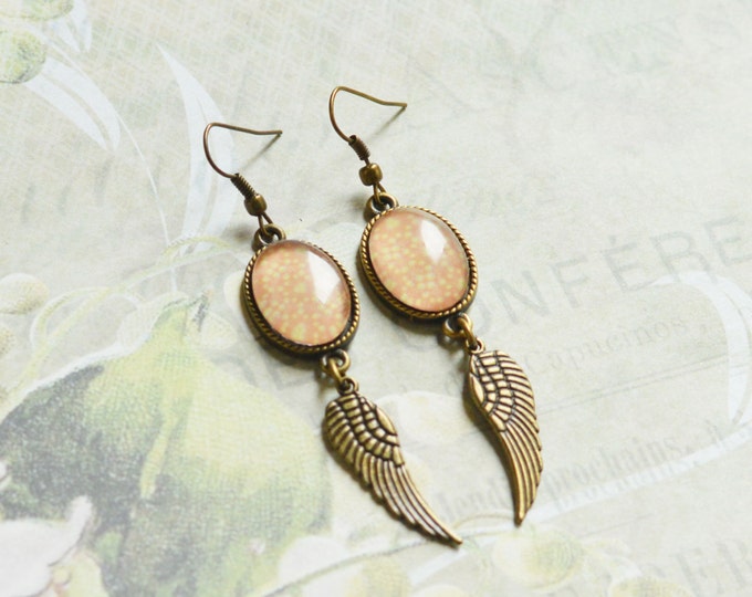Angel Of Tenderness // In retro vintage style // Earrings from metal brass with image under glass // 2015 Best Trends //