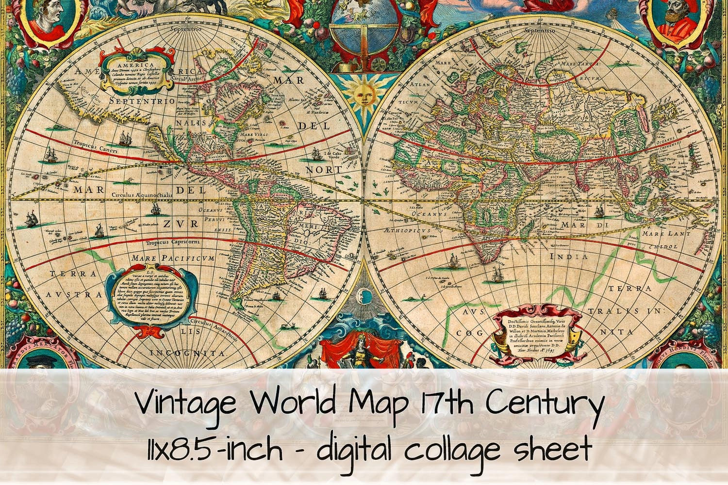 Antique 17th Century World Map - United States Map