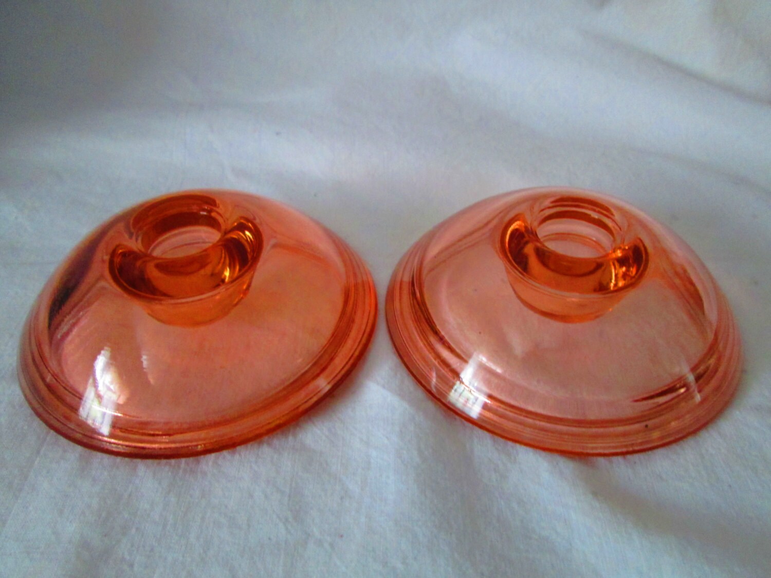 Beautiful Pair of Peach depression glass Mid century modern