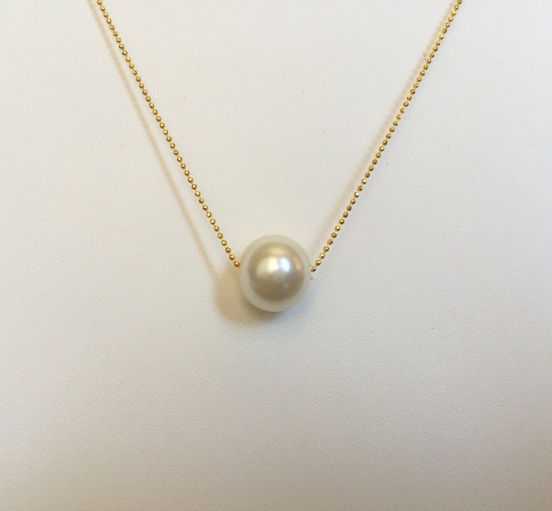 Single Pearl Necklace Bridal Single Pearl Simple Pearl