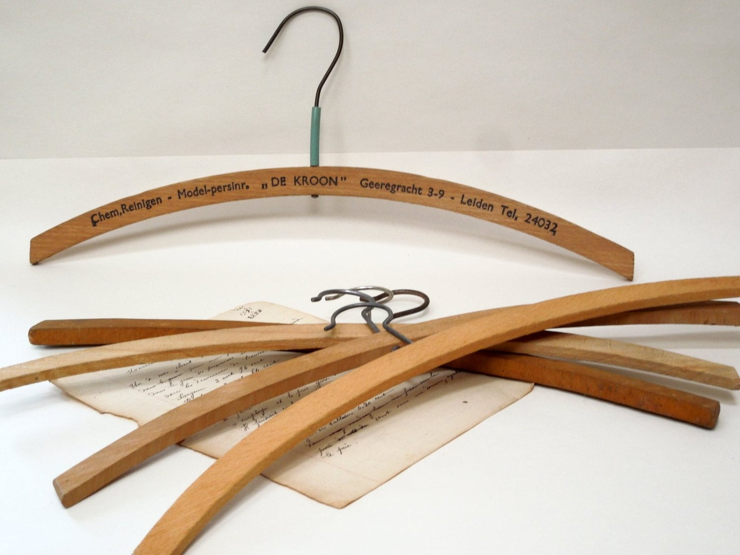 5 Wooden hangers, coat clothes, French Vintage hook, Wood Hanger, ideal