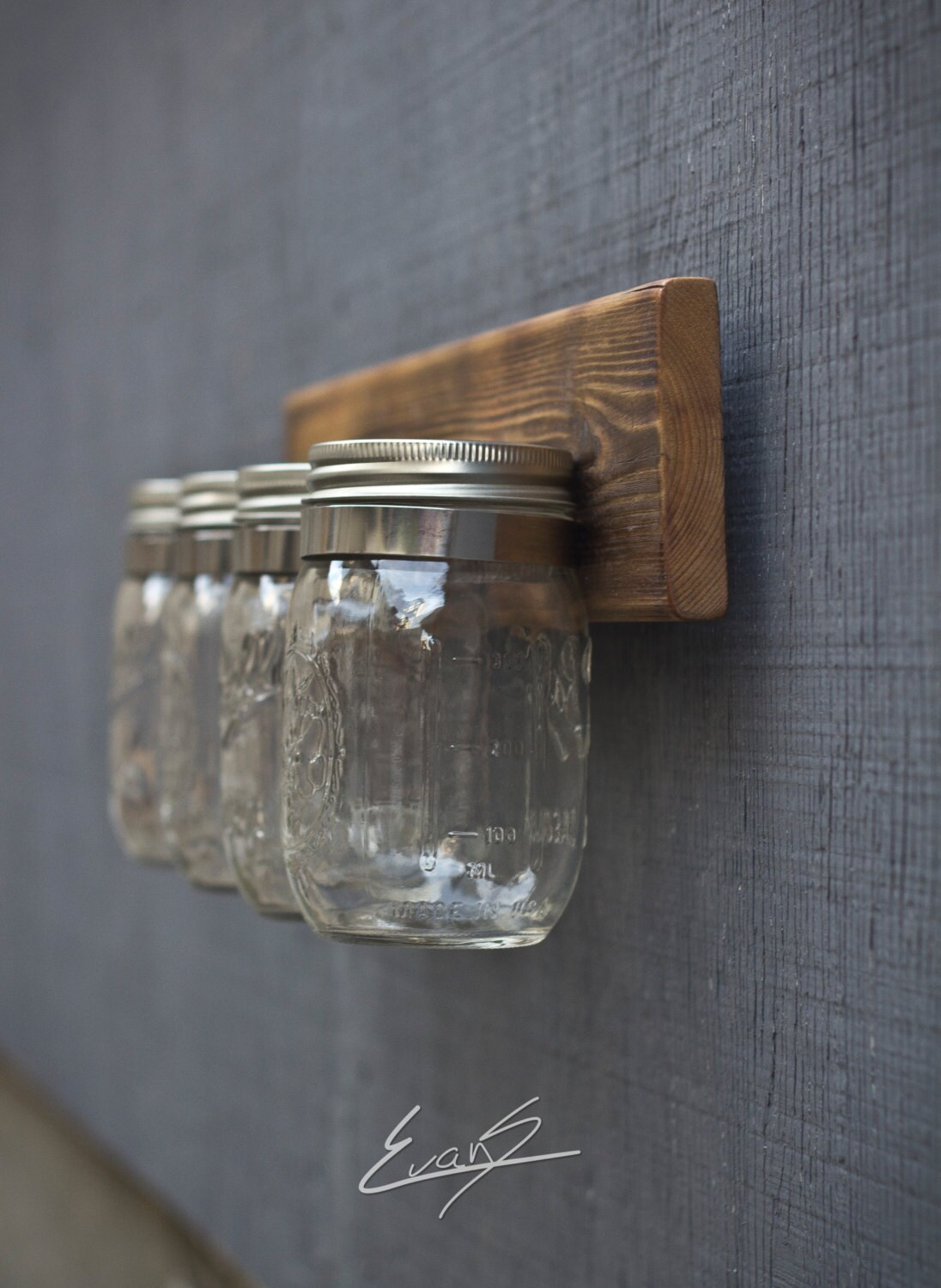Reclaimed Wood Mason Jar Organizer
