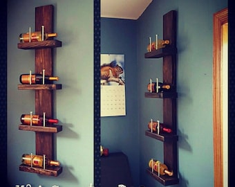 Wine Rack - Rustic Wooden Wine Bottle Shelf