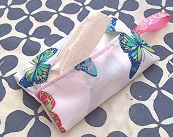 Handy pocket tissue holder, cupcakes, vintage floral, dog, butterflies