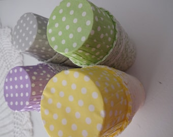 Polka dot party cups, nut cups, mini cupcake cups 2" x 1.5" - 24 pieces