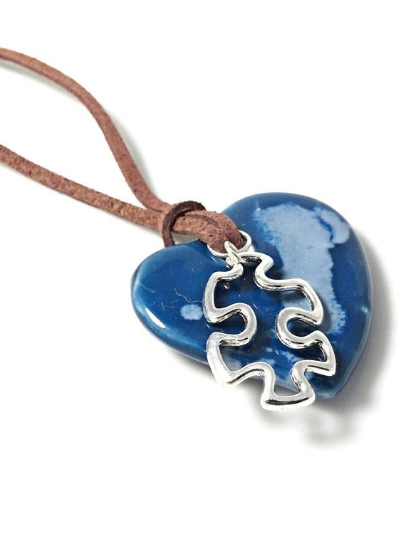 Autism necklace puzzle piece necklace autism jewelry by GenevasSky