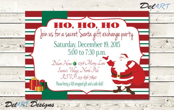 Santa Claus Party invite or save the date Secret by DelARTDesigns