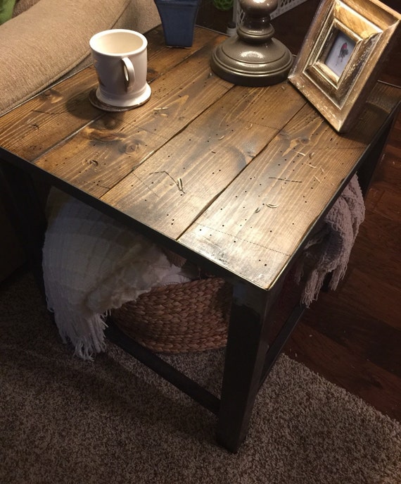 Rustic Wood / Metal End table or Side Table