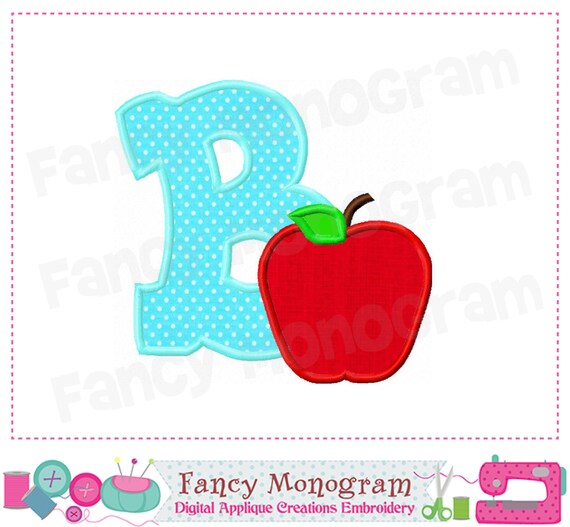 Items Similar To Apple Monogram B Applique,School Letter B Applique,B ...