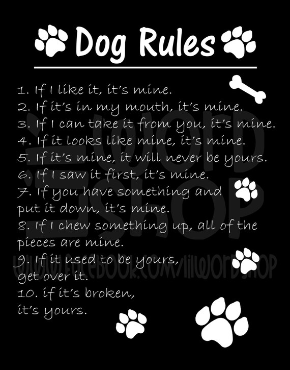 Dog Rules Sign Pets Dogs Rule Printable Digital File