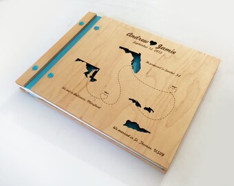 Wedding Guest book, Destination Wedding, Custom Map Book, Engagement Present, Travel Wedding Book, Guest Register - 8.5x11