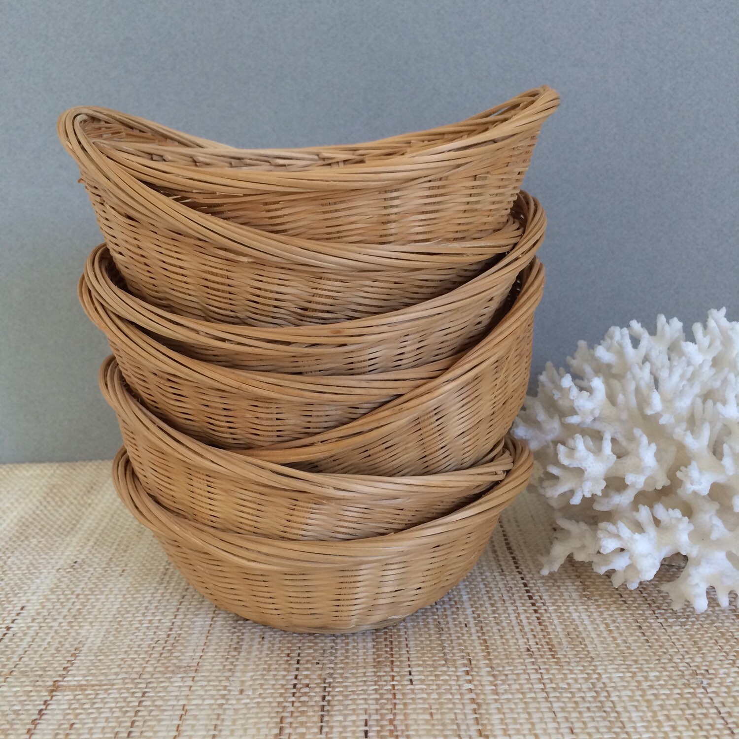 Vintage oval basket set of baskets small baskets handmade basket