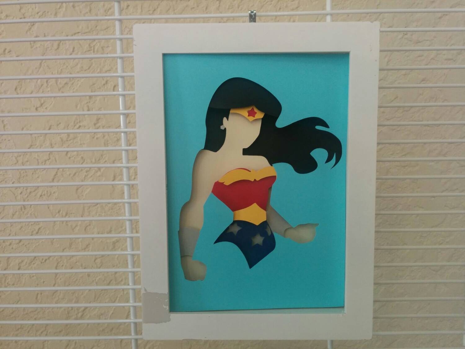 Wonder Woman Layered Paper Cut Art Piece 5x7