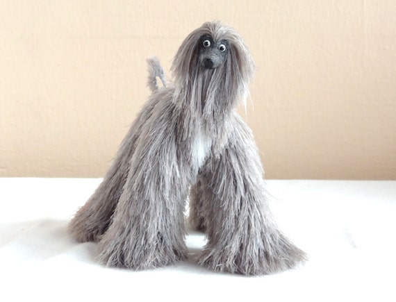 Miniature Toys Cute Afghan Hound Silvery dog by AnnushkaHomeDecor