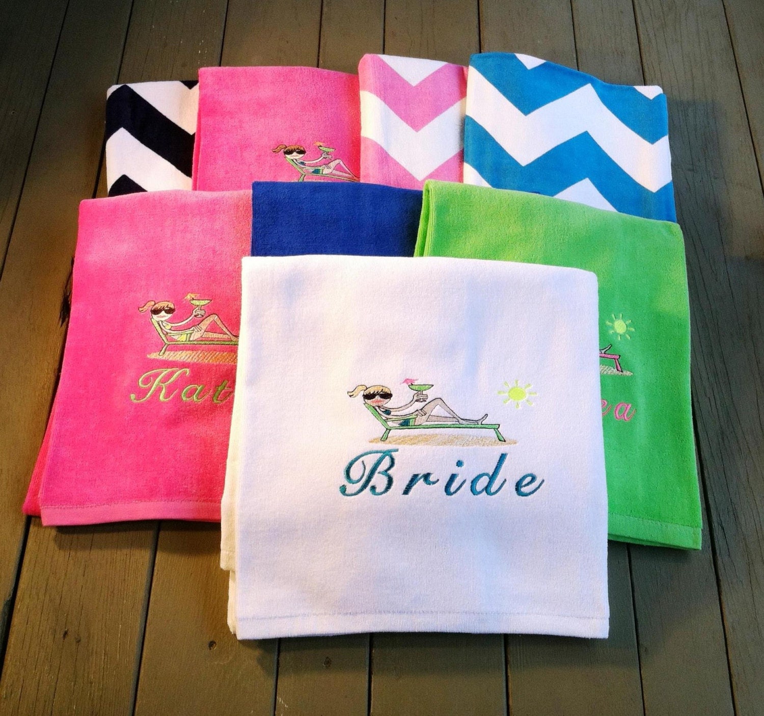 Set Of 8 Personalized Beach Towels With Name Cute Margarita