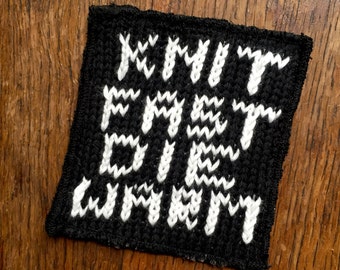 Knit Fast Die Warm Cross Stitch PDF Pattern INSTANT