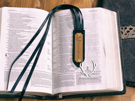 Leather Bible Bookmark Bible Ribbons Book Marker by LambsLeather