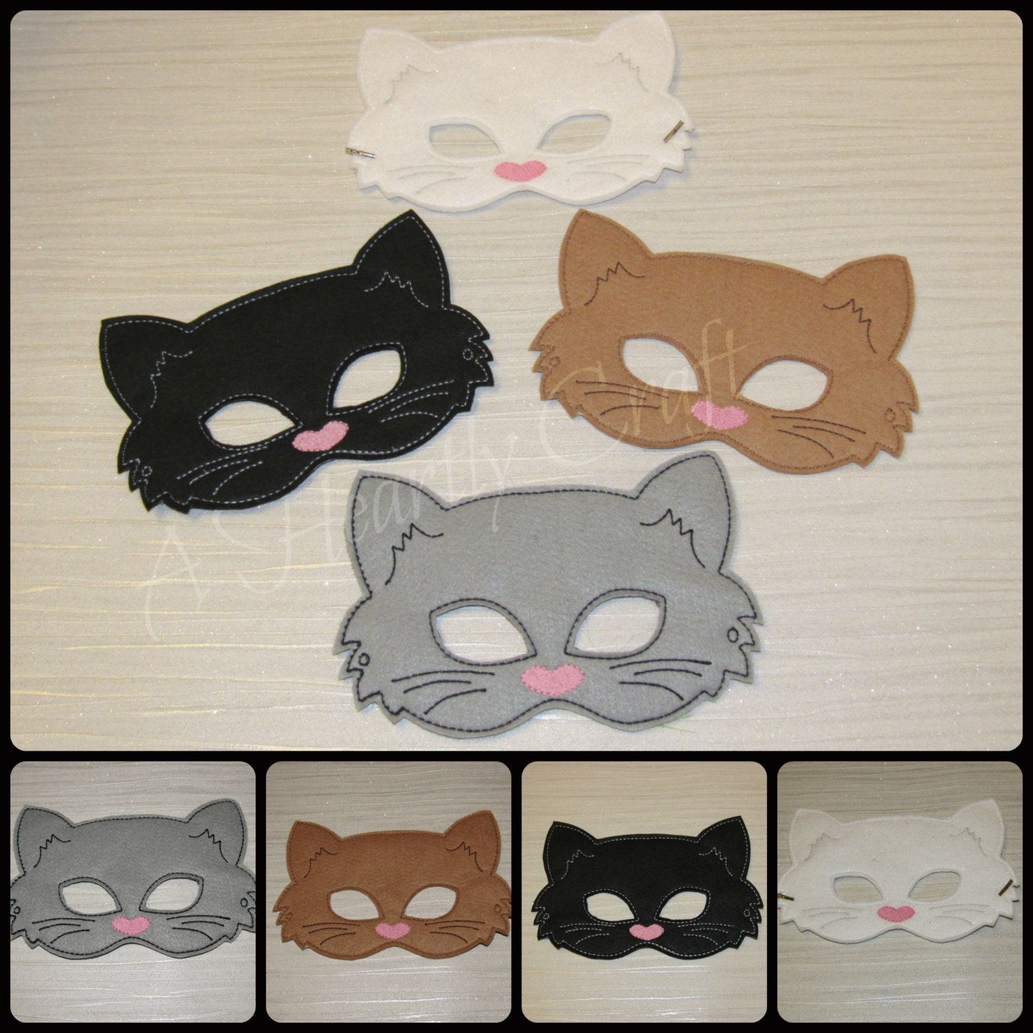 Cat Mask Felt Cat Mask Kitty Mask White Cat Mask Black