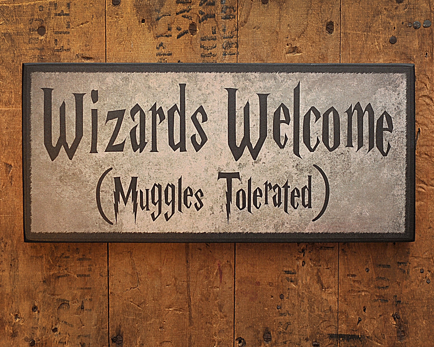 Humorous Plaque/Sign. Wizards Welcome Muggles by HappyDistraction