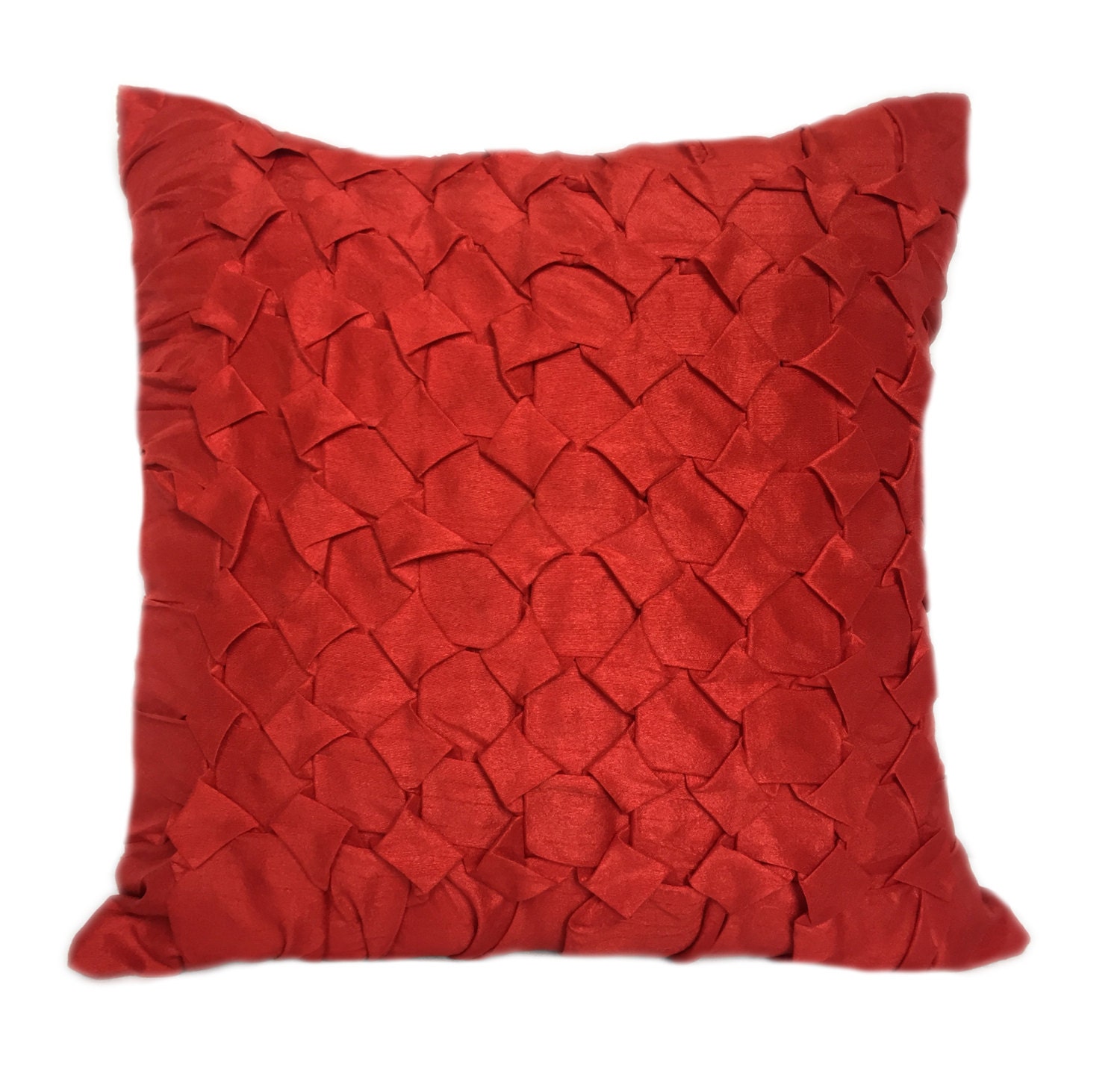 Red Textured Pillow Red Textured Sham Red Smocking Pillow