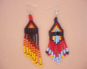 Native inspired beadwork earrings, native american jewelry, native american beaded earrings, native american beadwork
