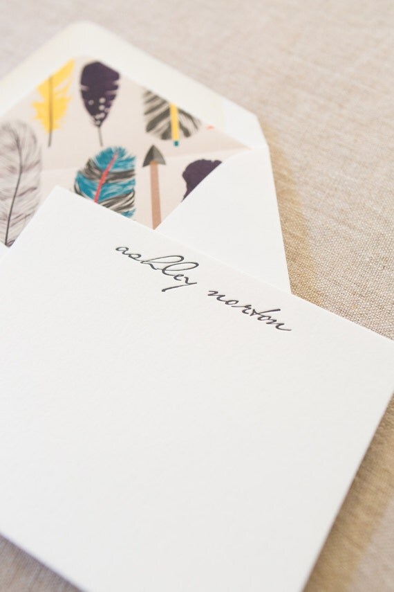 Letterpress Personalized Stationery Note Cards by Studio3Eleven