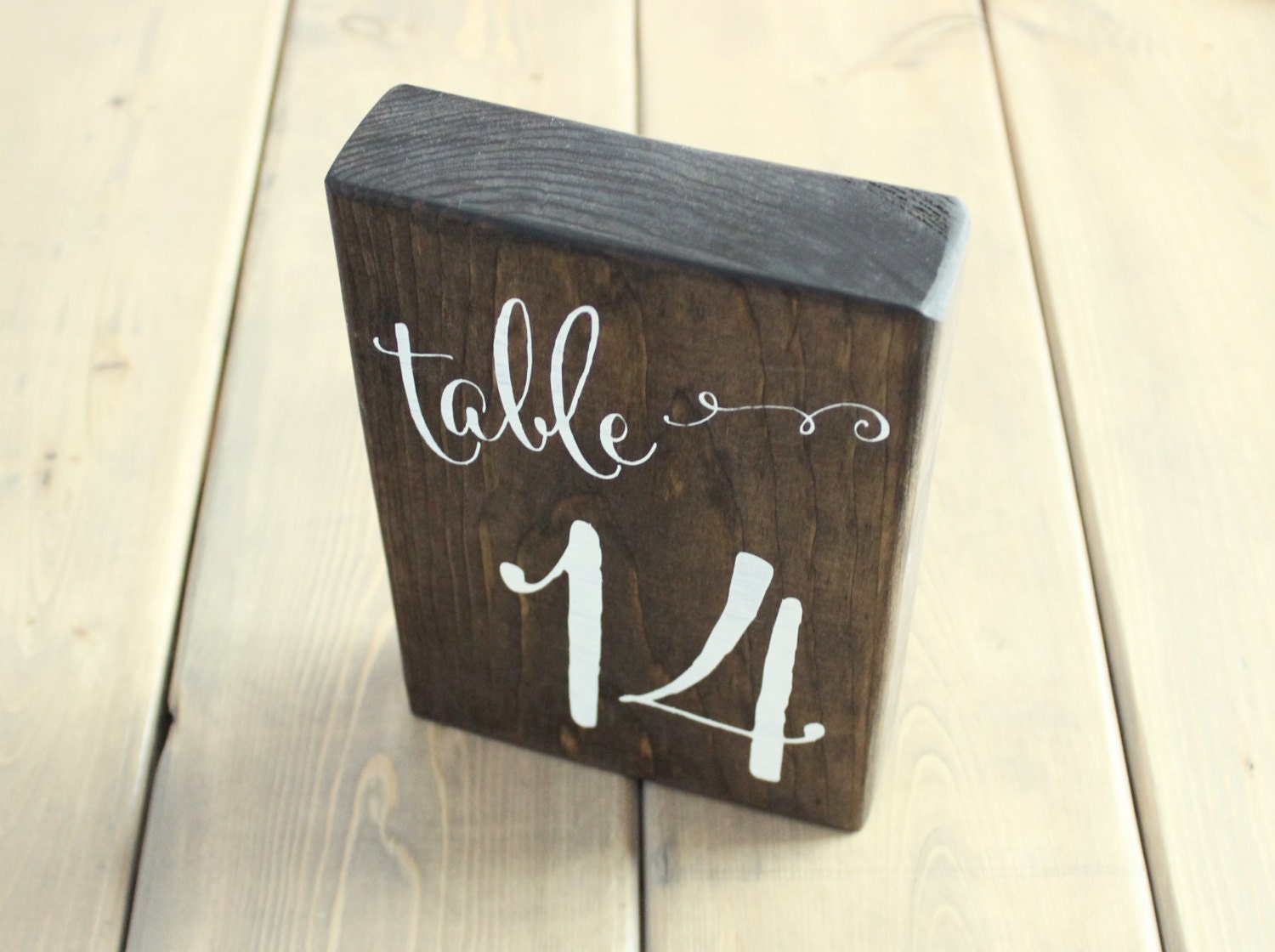 Wood Block Table Numbers Set of 12