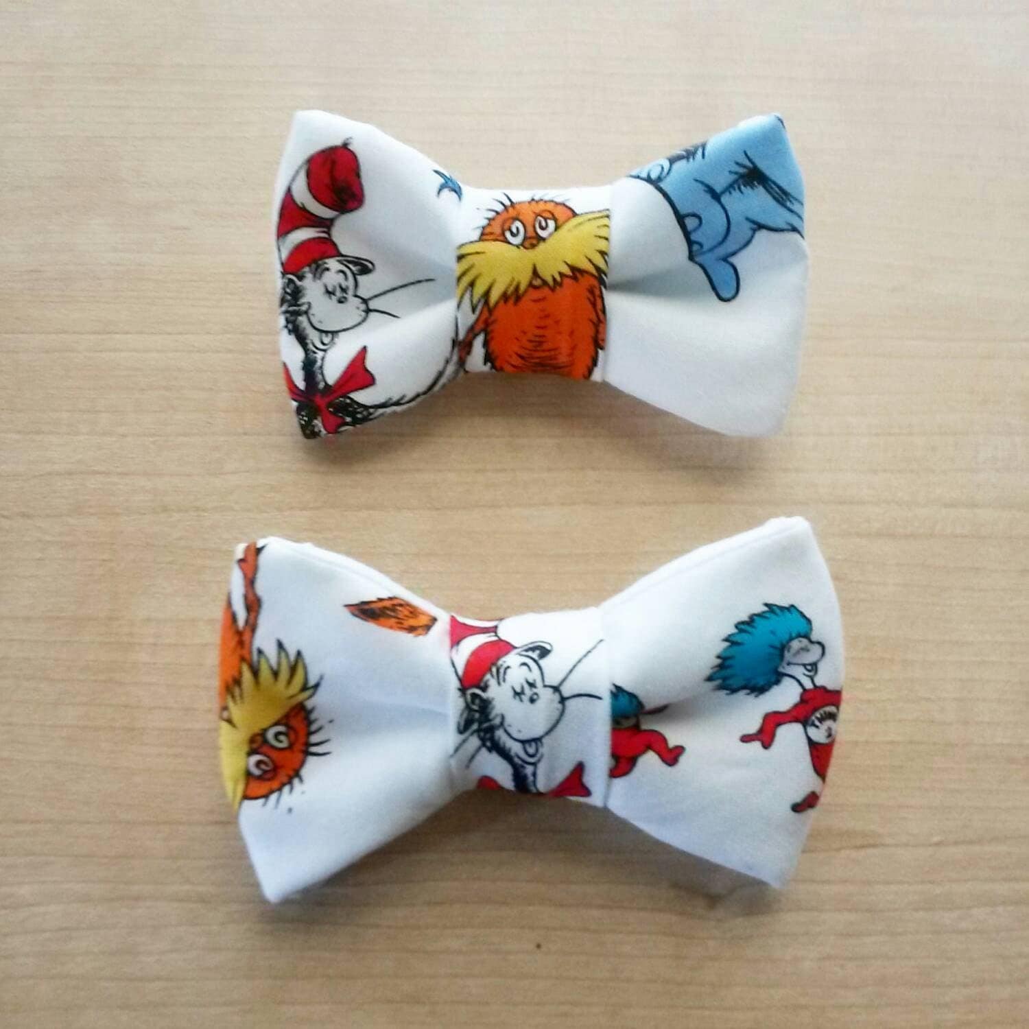 Clip on Dr. Seuss Inspired Bow tie or Hair Bow. ANY SIZE.