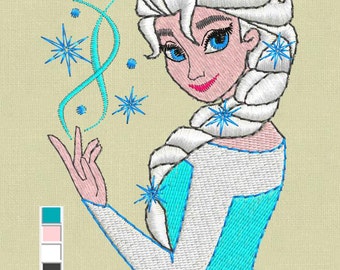 Elsa Frozen embroidery design pes jef hus vp3vip dst files Brother