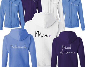 Bridesmaid Zip Hoodie. Bachelorette Party Hoodie. Bride Hoodie. Maid of Honor Hoodie. Mother of the Bride Jacket. Hooded Jacket. L94