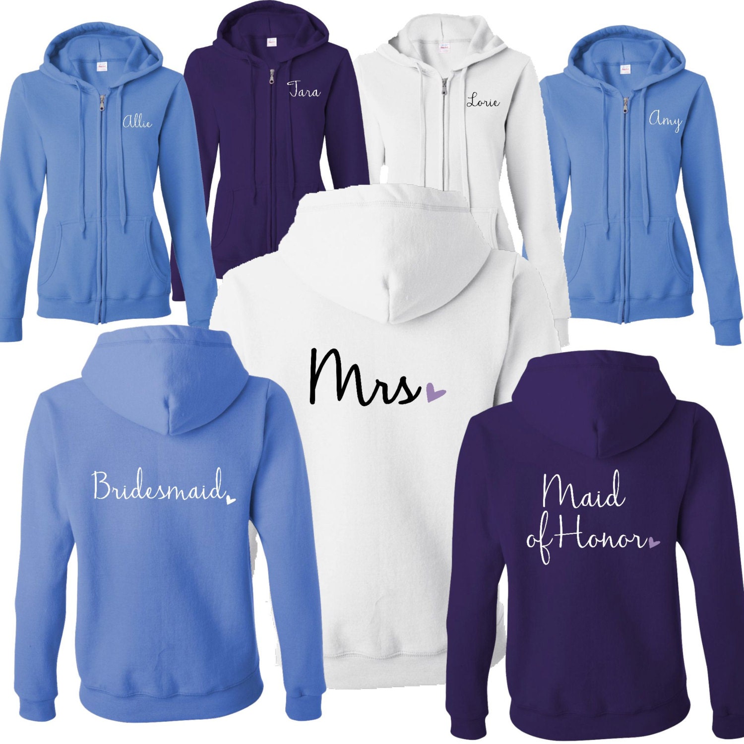 Bridesmaid Zip Hoodie. Bachelorette Party Hoodie. Bride