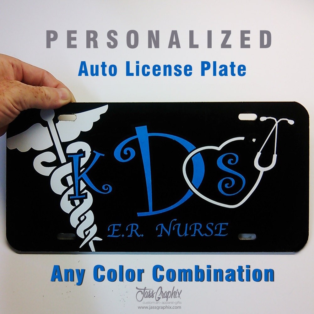 Monogrammed License Plate for Nurses. Cute & trendy license