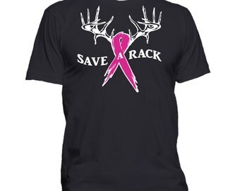 SAVE a RACK Breast Cancer Awareness shirt - UNISEX (Mens's cut) 100% Cotton T-shirts - #TS004U