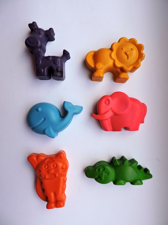 zoo animal crayon bucket set of 6 kids gift idea by DiddyColours