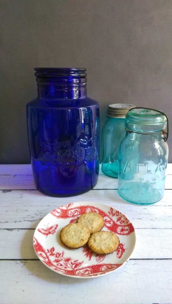 Cobalt Blue Glass Cookie Jar Large Glass Cookie Jar Blue 9886