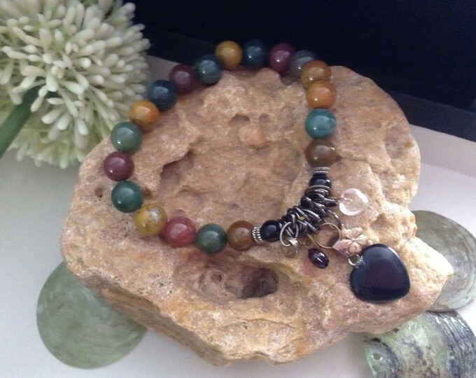 Agate Heart Charm Bracelet