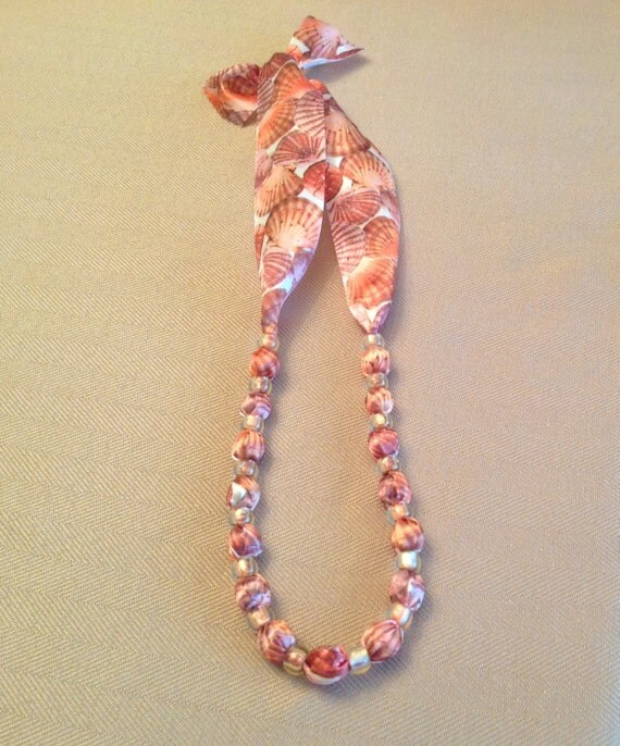 Seashells ribbon and bead necklace by Lillysfaith on Etsy